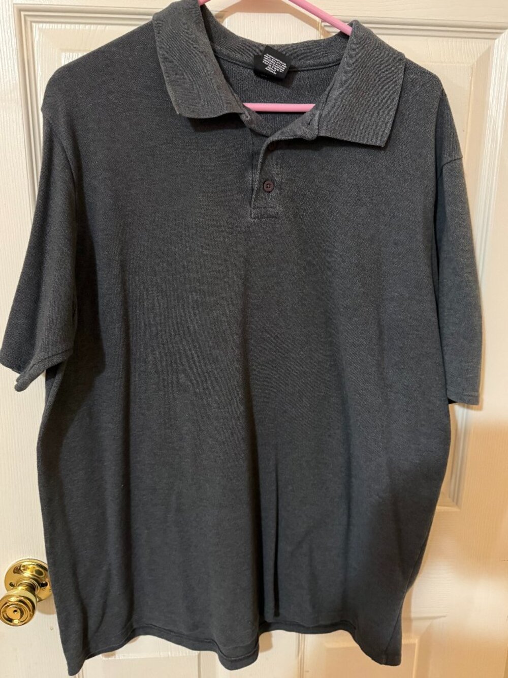 Hanes Men’s Charcoal Gray Short Sleeve Polo Shirt Size XL SKU078